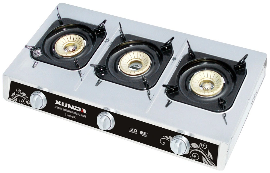 Xunda Table Top Gas Stove 3 Burners Gas Stove Kitchen Gas Cooker Stainless Steel Stove