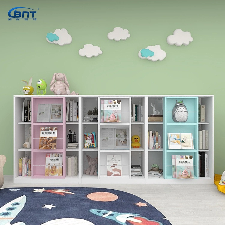 New Style Colorful Daycare Furniture Children Kids Bookshelf for Preschool