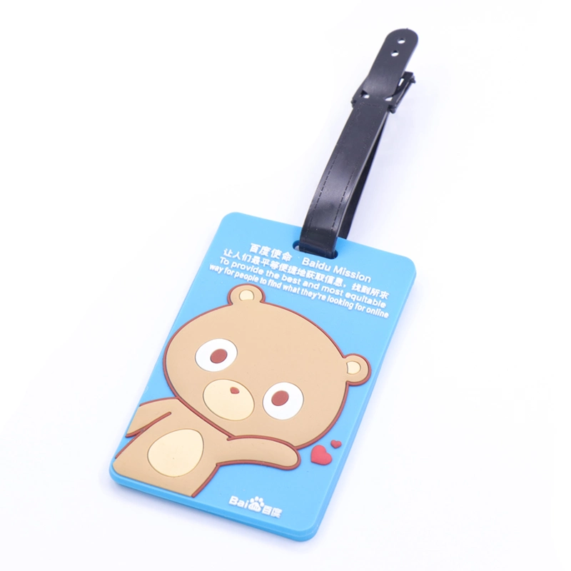 Factory Custom Made Promotional Gift Manufacturer Customized Hard Plastic Baggage Label Bespoke PVC Cartoon Luggage Tag