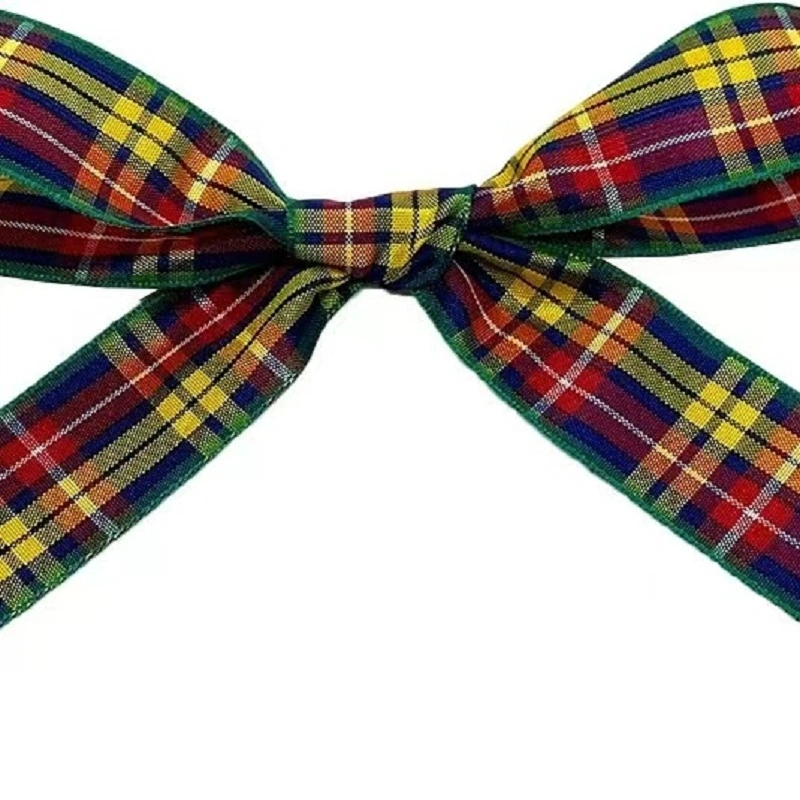 1 Inch 25mm Wide Colorful Custom Design Article 100% Polyesrer Plaid Ribbon for Gift Packing