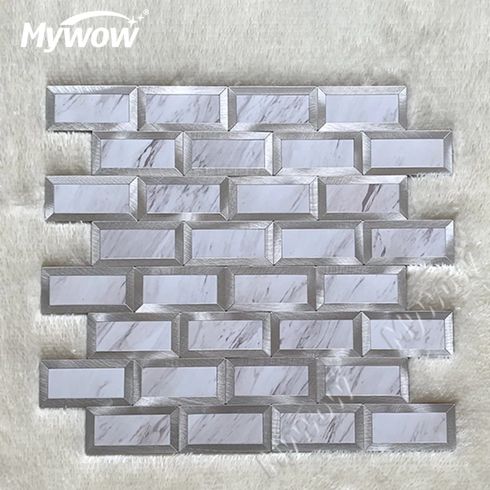 Mywow Peel & Stick Wall Sticker Metallic Brick Marble Mosaic Tile
