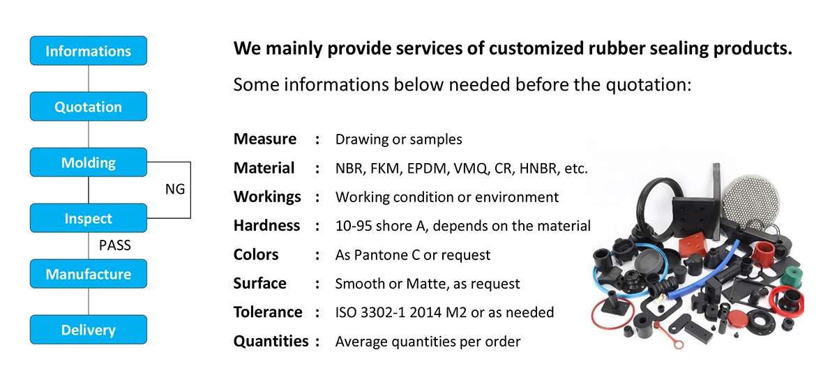 Custom Moulding EPDM NBR FKM Silicone Rubber Products