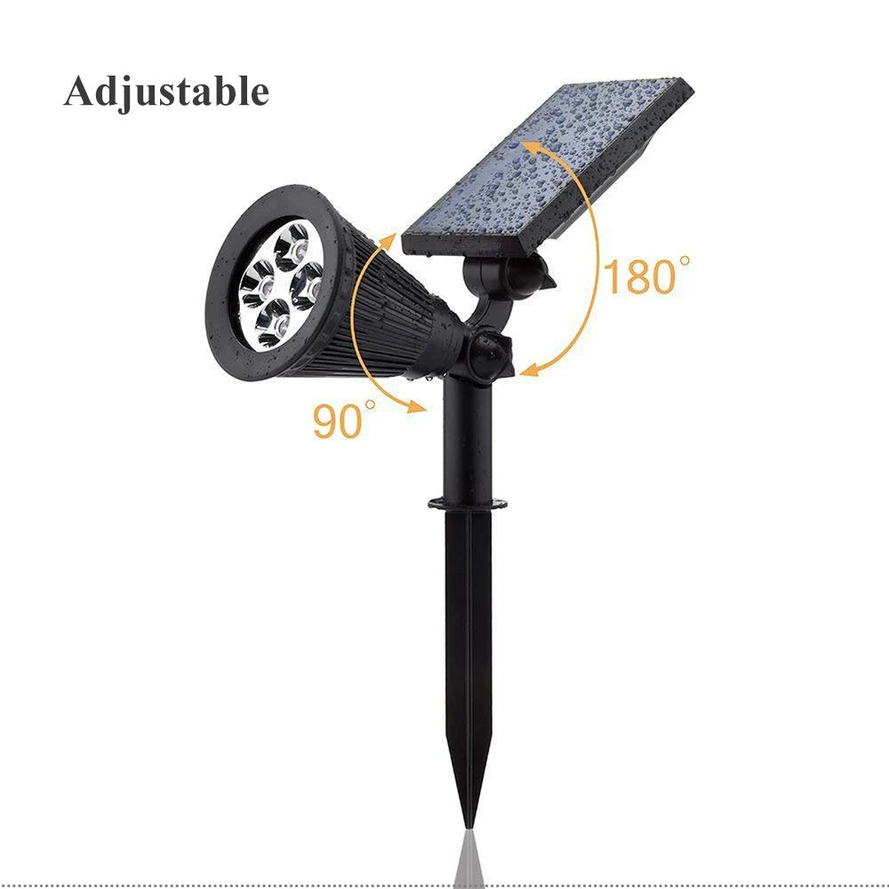 2 en 1 paysage LED étanches IP65 lumière solaire extérieur réglable Spotlight pour le jardin