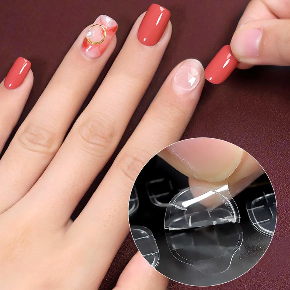 1 Piece 24 Stickers Nail Art Jelly Glue Removable Adhesive Wear-Resistant Fake Nails High-Viscosity Waterproof Nail Stickers