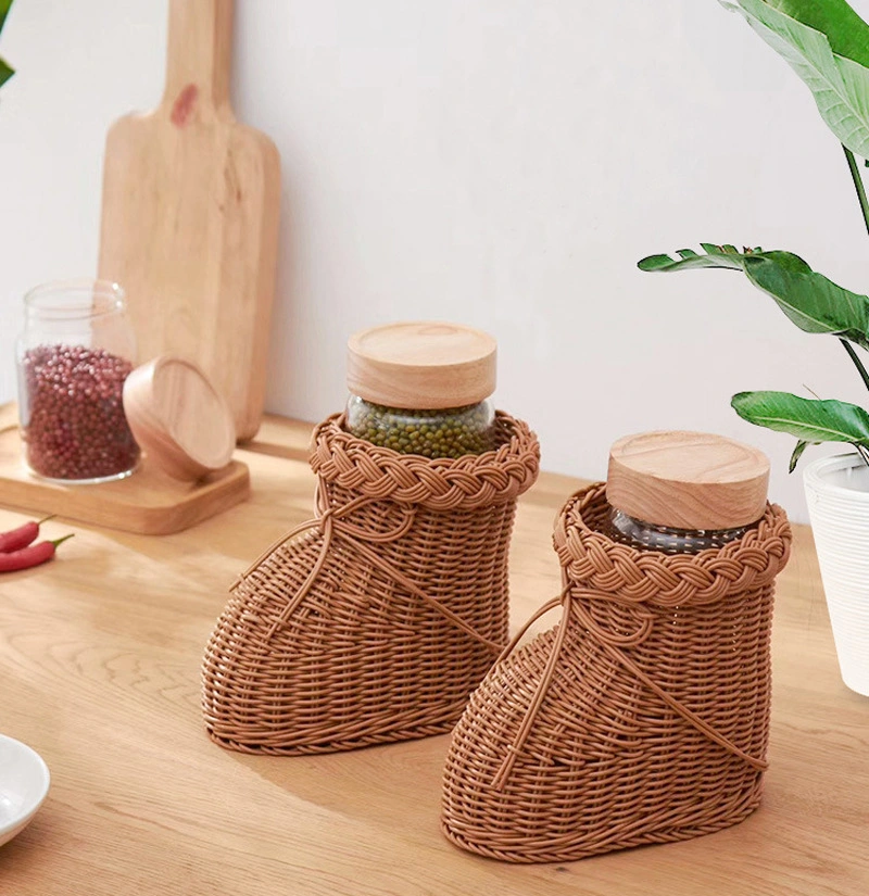 Creative Shoes Shape Flower Storage Home Decorate Plastic Rattan Basket