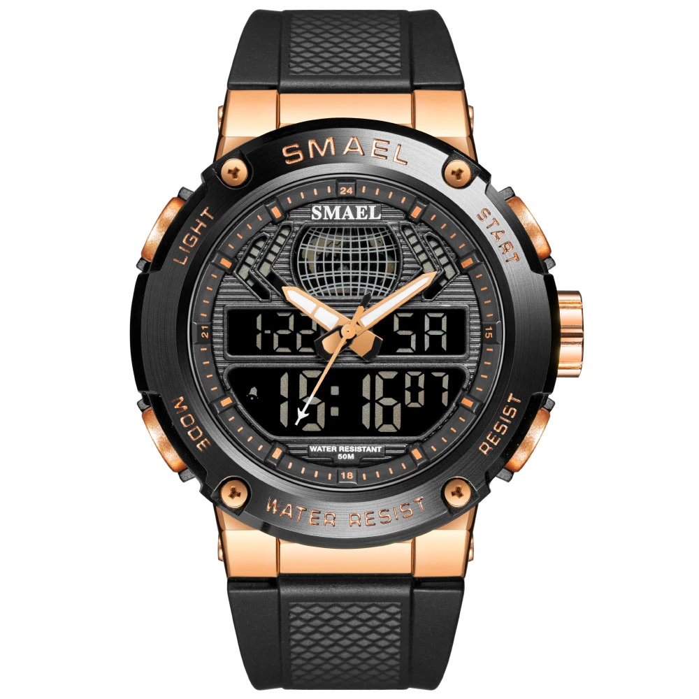 Silver Digital Fashion Male Wrist Watch Dual Time Military Style Watches Waterproof Sport Quartz Electronic Watch