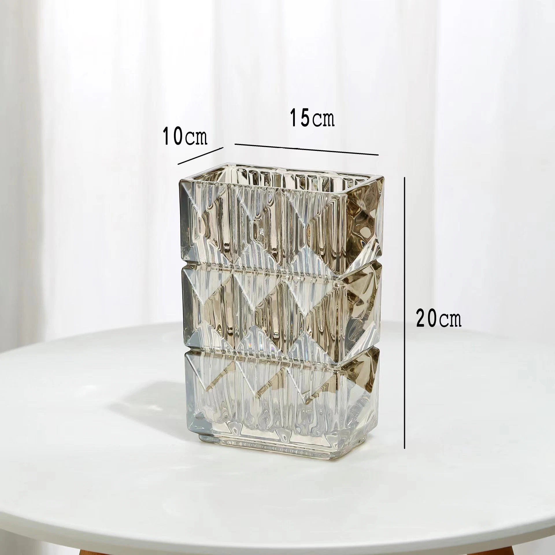Cristal de diamant épaissie fleur rectangulaire à l'Ornement Vase en verre