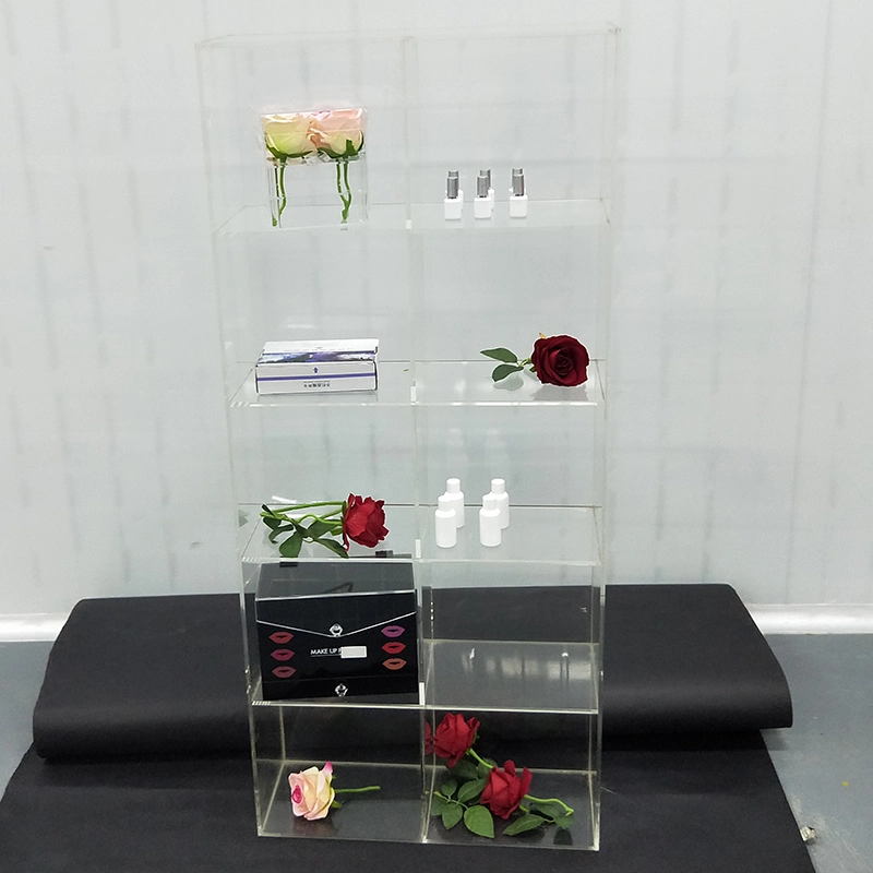 OEM/ODM Clear Acrylic Display Cabinet Cosmetics Display Counter Floor Display Stand