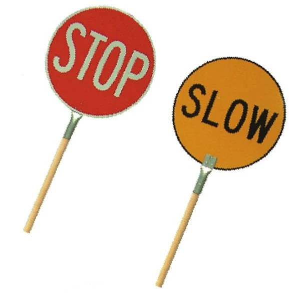 Aluminum Reflective Hand Held Stop Slow Traffic Safety Paddle Sign