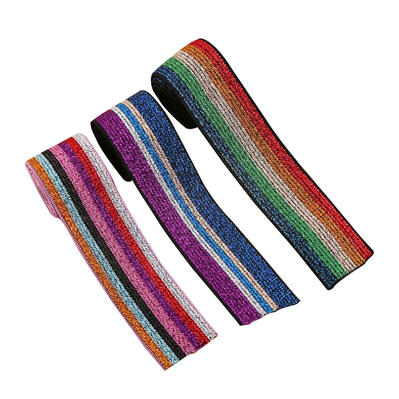 Factory Wholesale/Supplier Woven Polyester Lurex Glitter Elastic Band Stretchable Elastic Bandage for Garment
