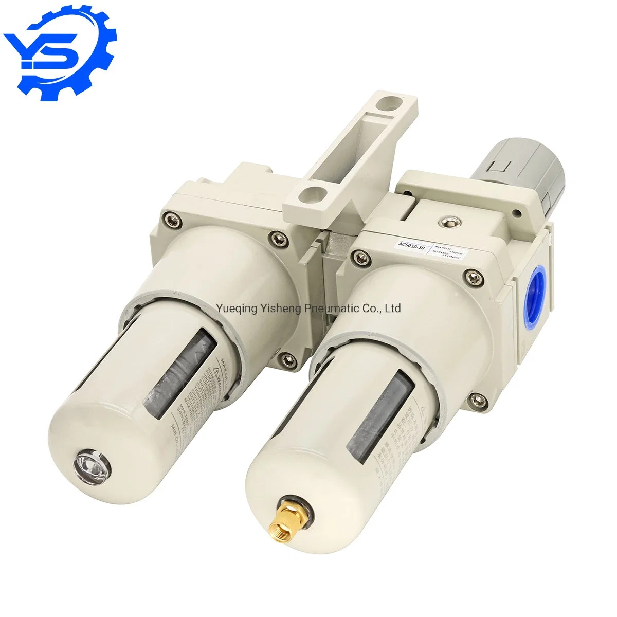 AC Series Aluminum Alloy AC5010-10 Filter Regulator Lubricator Auto Drain Frl Two Unit Pneumatic Air Source Treatment with Press Gauge