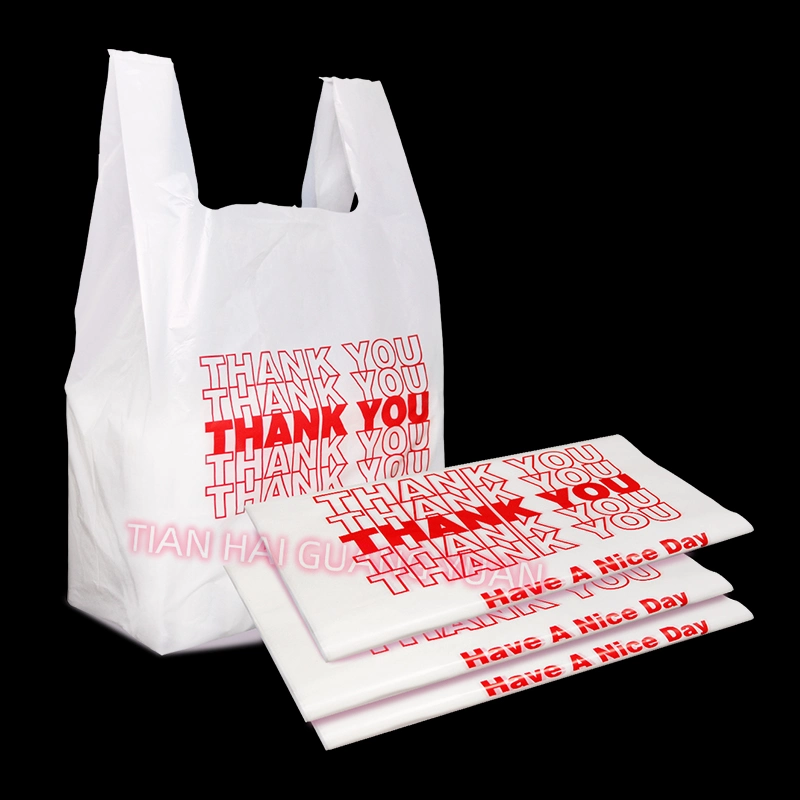 Shopping Plastic Bag Thank You Logo Printed Custom Size Color T-Shirt Bags