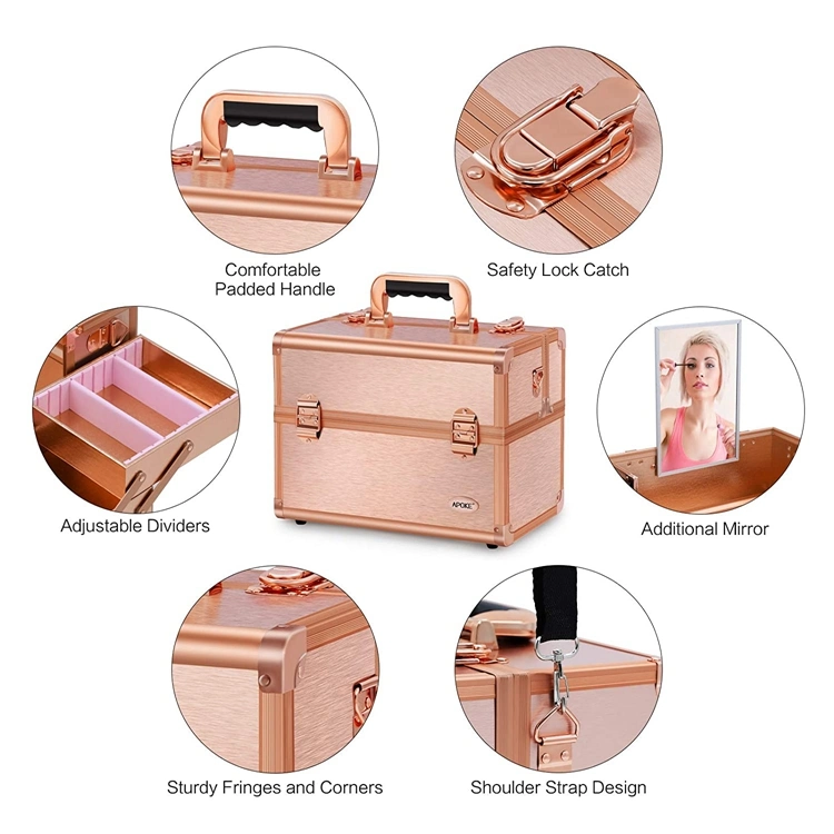 Large Portable 4-Tier Trays Makeup Cosmetic Case