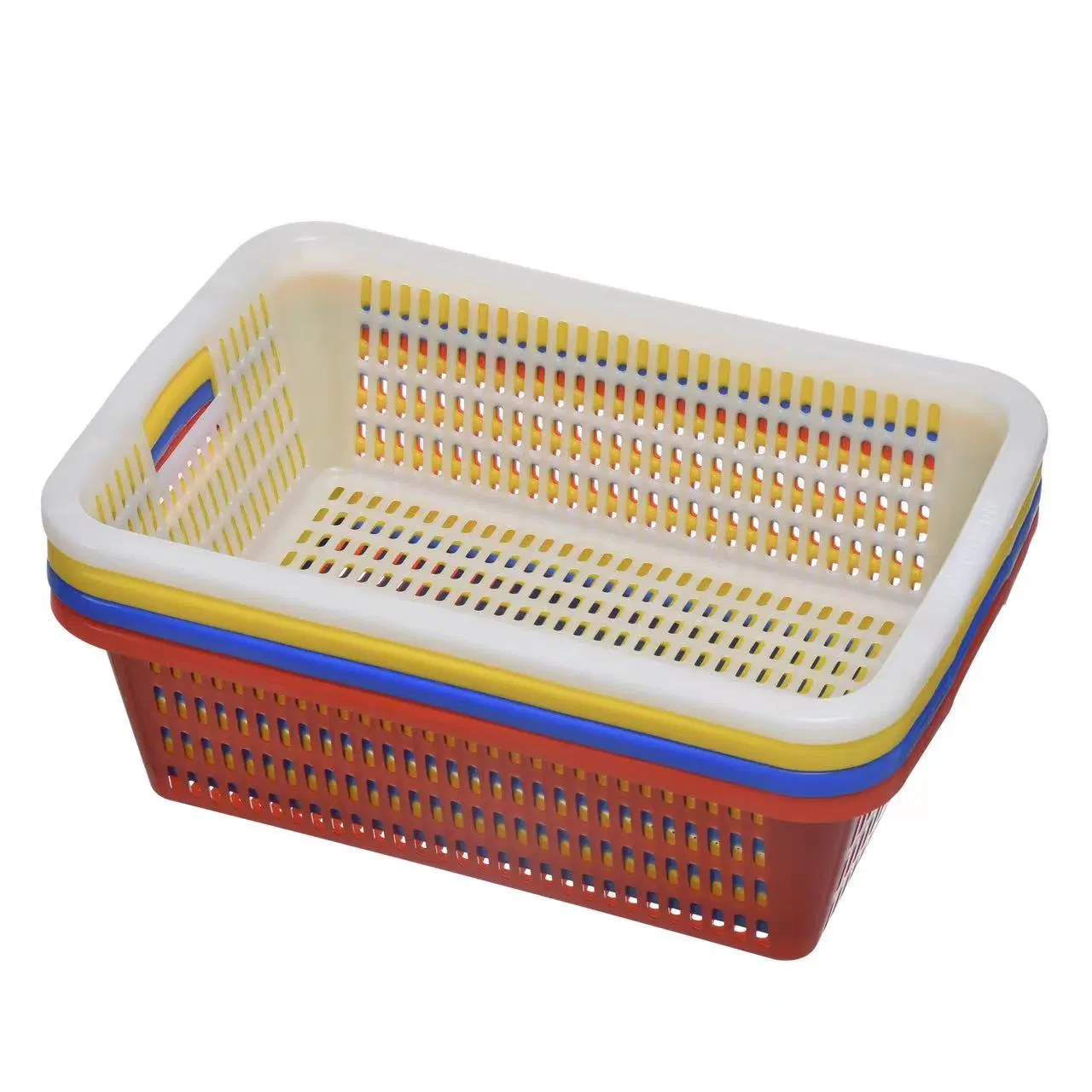 Panier de lavage en plastique à mailles multifonctionnel pour le rangement de la cuisine.