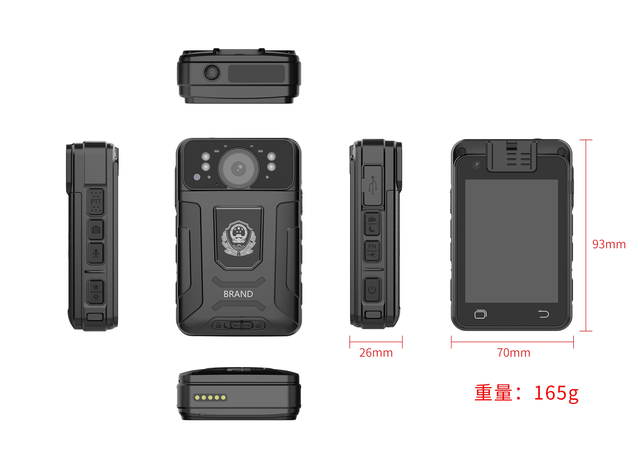 1080P 4G Live Streaming GPS Positioning Face Recognition Law Enforcement Body Worn Camera