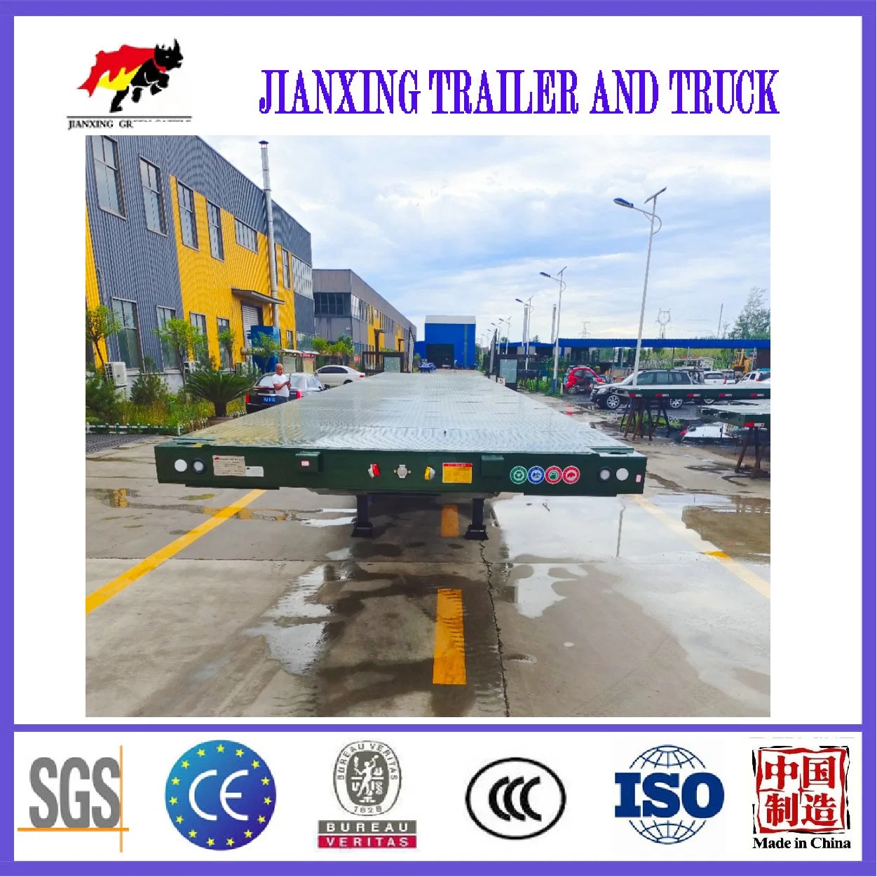 Factory Direct Sale Tri-Axle 40 FT Flatbed Container Semi Trailer for Sale