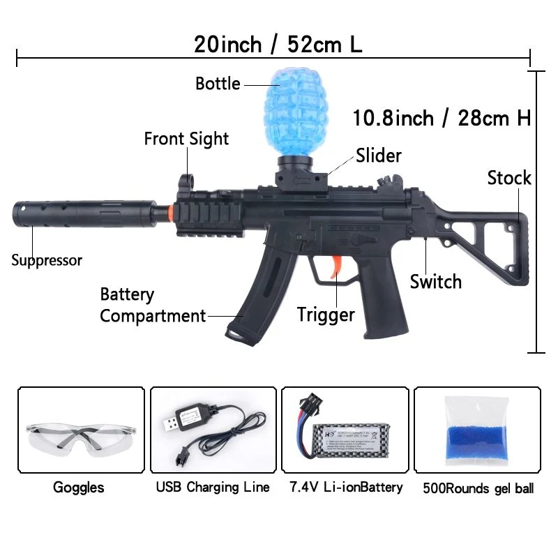 Pistola de agua recargable Orbeez Gel Blaster Gun MP5 con pistola Gel Cuentas de juguete salpicaduras pistola de bolas