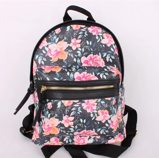 Los nuevos estudiantes de Diseño de impresión de Nylon rosa flor mochilas