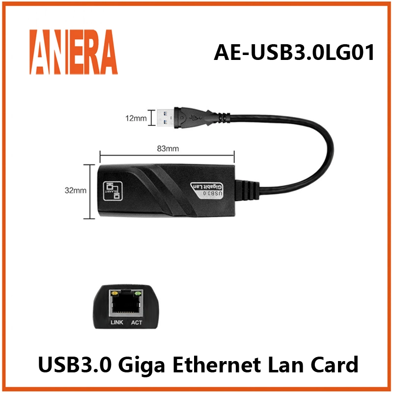 ANERA USB3.0 para adaptador Ethernet RJ45 Gigabit LAN Card Network Cartão