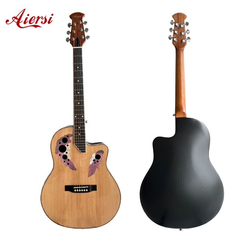Natural Colour ABS Round Back Cutaway Ovation Acoustic Guitar Music Instrument