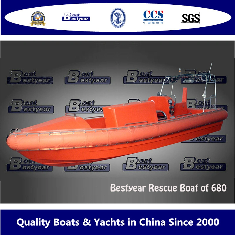 Bestyear 6.8m Fiberglass Rescue Boat Inboard Engine with Waterjet Verison