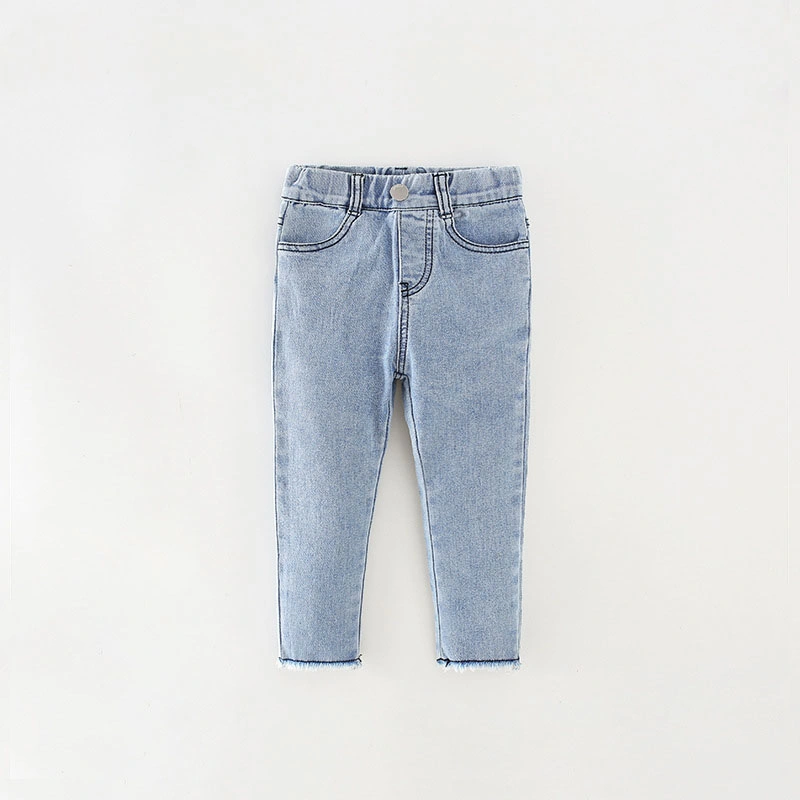 Großhandel Solid Color Einfache Kinder Denim Hose Baumwolle Classic Style Jeans für Mädchen