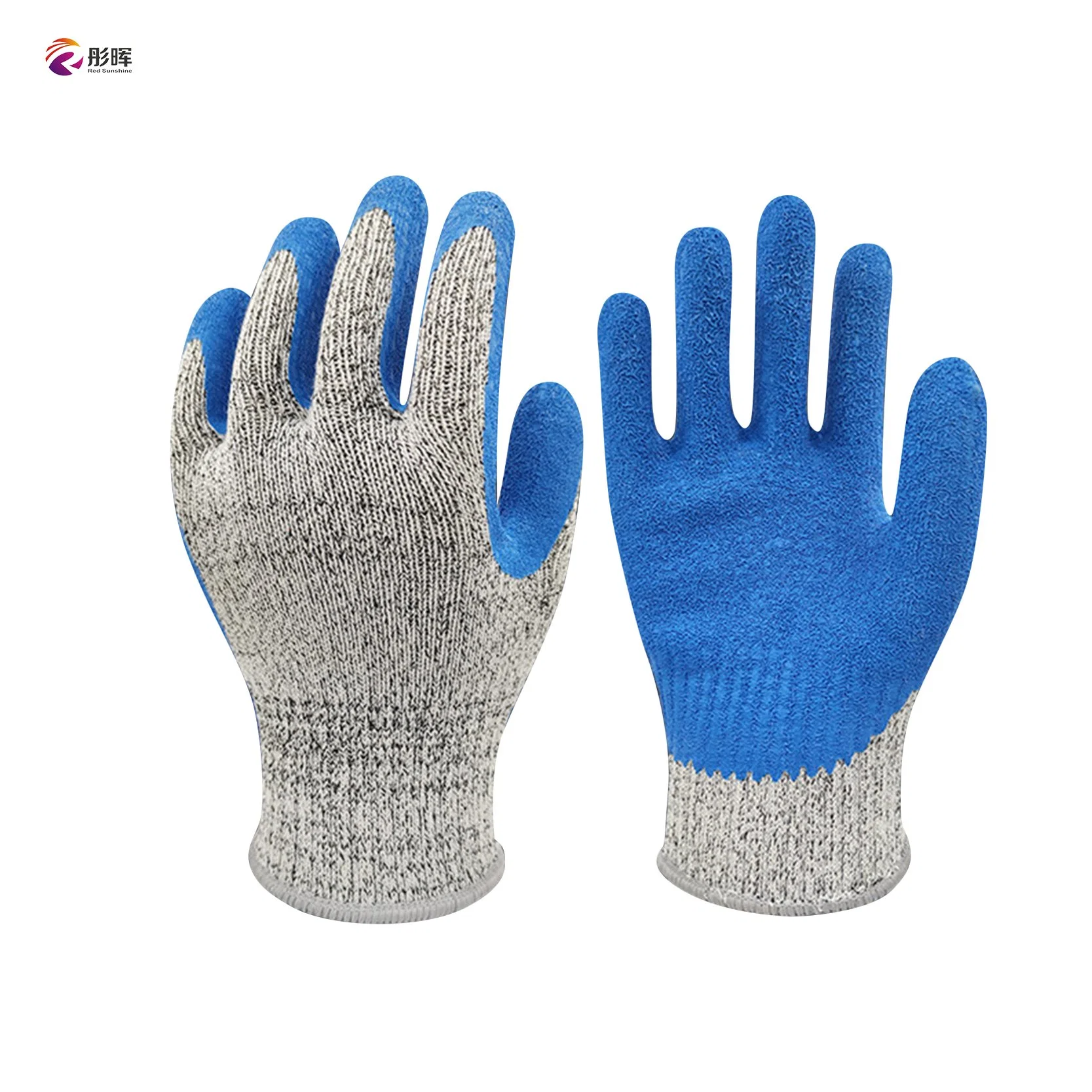 China Großhandel Bauarbeit Polyester Hppe Anti-Cut Handschuhe Grau Nylon Gestrickte Latexhandschuhe Mit Knittermuster