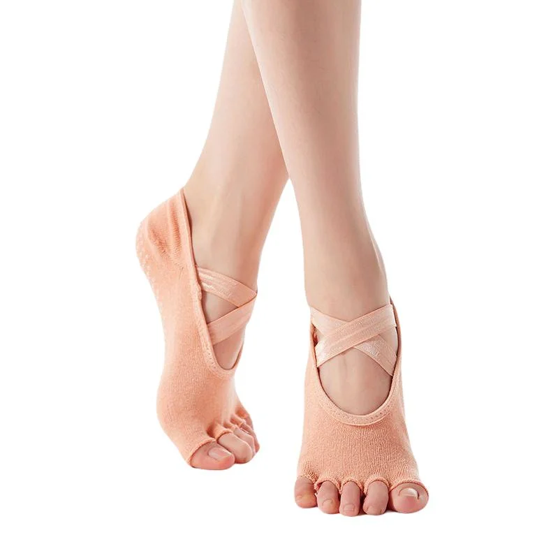 Wholesale/Supplier Women Cotton Non Slip Toe Grip Sport Yoga Socks Pink