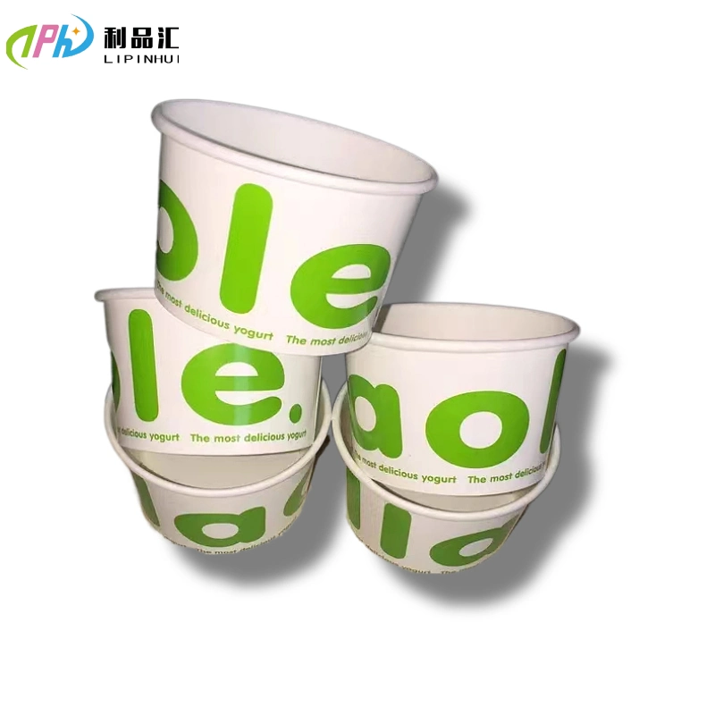 Custom Printed 3oz-12 Oz Disposable Ice Cream Paper Gelato Cups with Dome Flat Lid, Disposable Paper Frozen Yogurt Cup