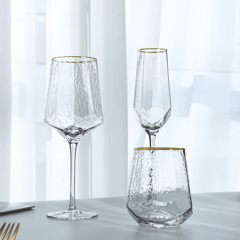 Helles Luxus Diamant Hammer Grain Kelch Champagner Glas Kristallglas Rotweinglas