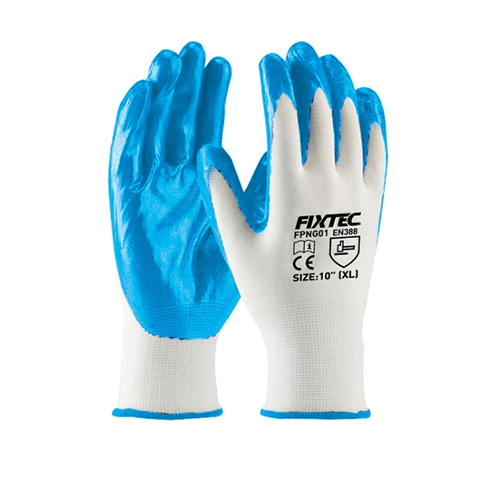 Fixtec Latex Rubber Hand Coated Safety Work Gloves for General Multi Use Construction Warehouse Gardening Assembly Landscaping