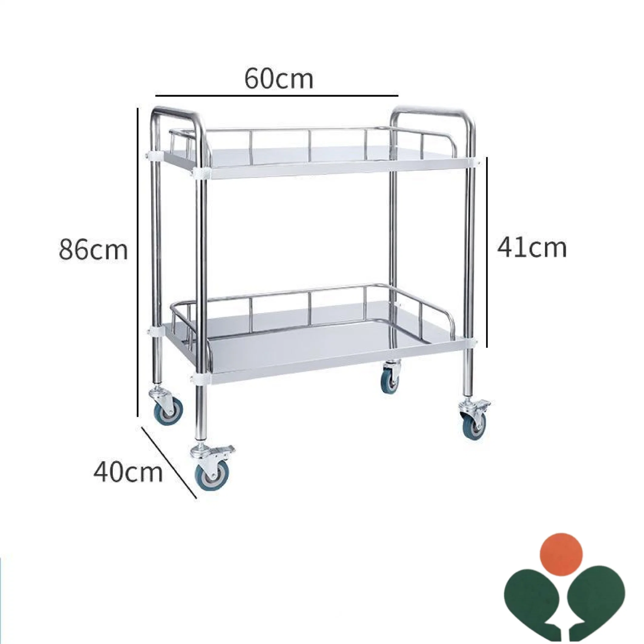 Stainless Steel Two-Layer Trolley Medical Cart Ambulance Stretcher Hospital Equipment