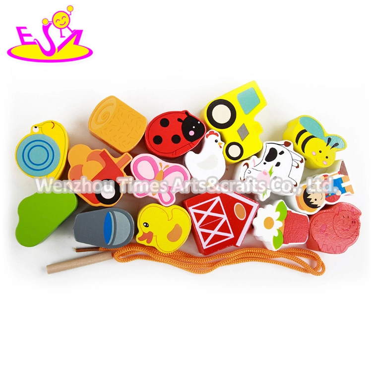 New Arrival Educational Baby Wooden Lacing Beads for 2 Year Old W11e078