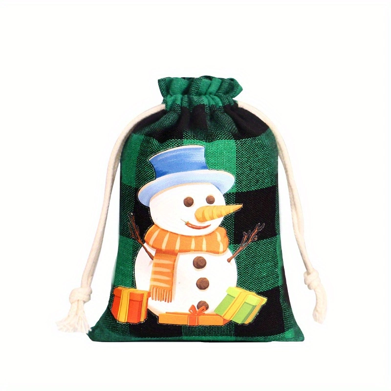 Christmas Eco Reusable Breathable Waterproof Printed Logo Woven Drawstring Gift Bag