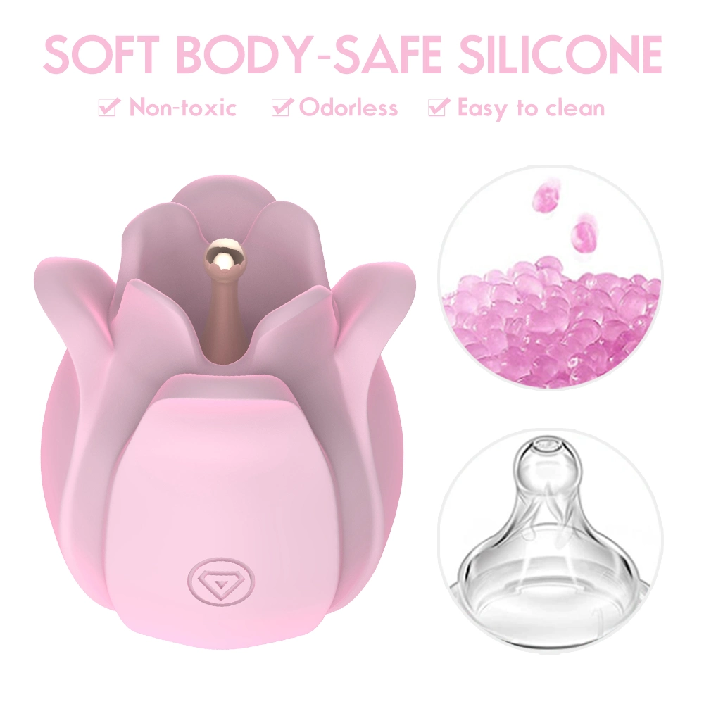 Hot Selling Shock-Sensing G-Spot Breast Magnetic Suction Rechargeable Medical Silicone G-Spot Rose Vibrator