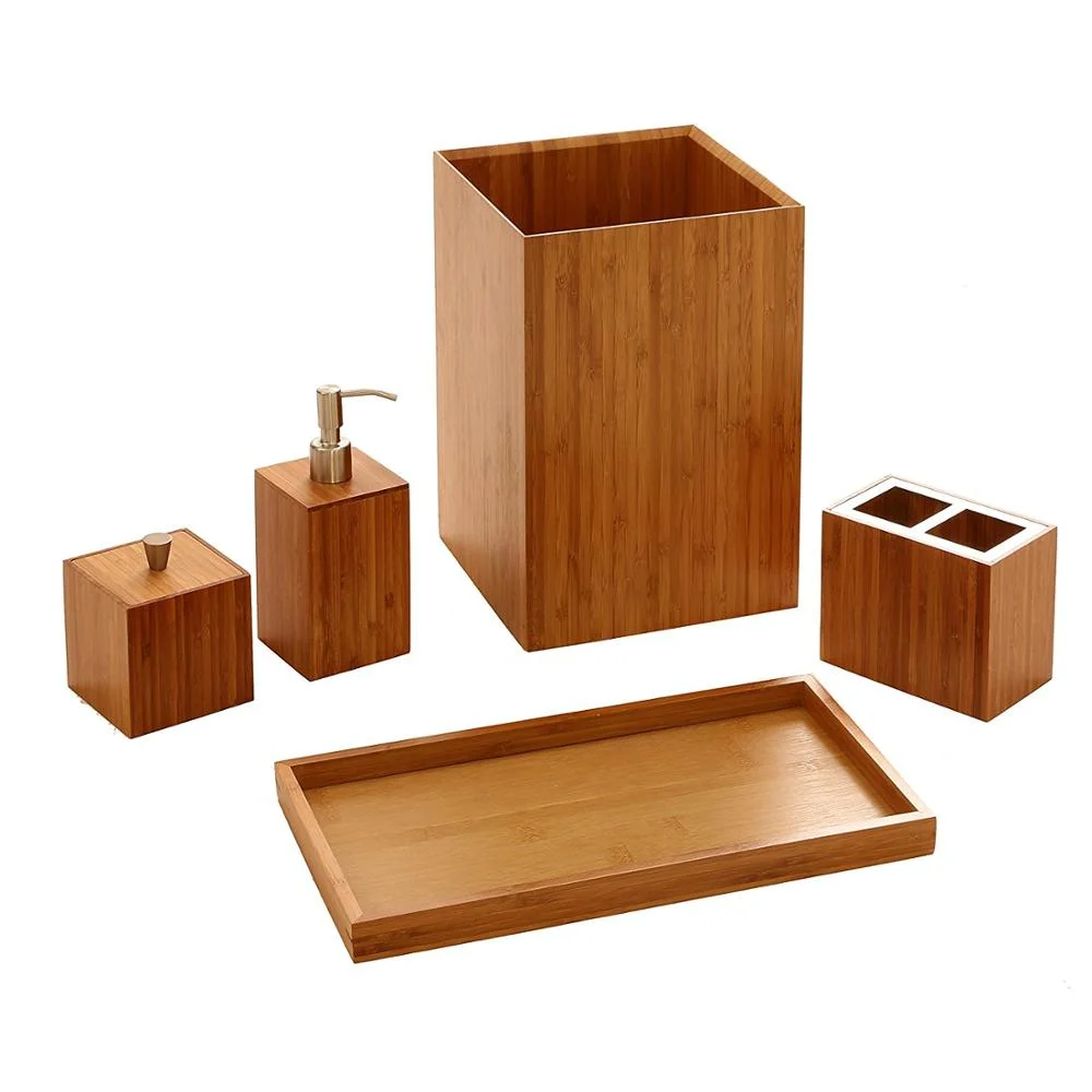 Bamboo Bathroom Vanity Accessories Set of 6 Pieces
