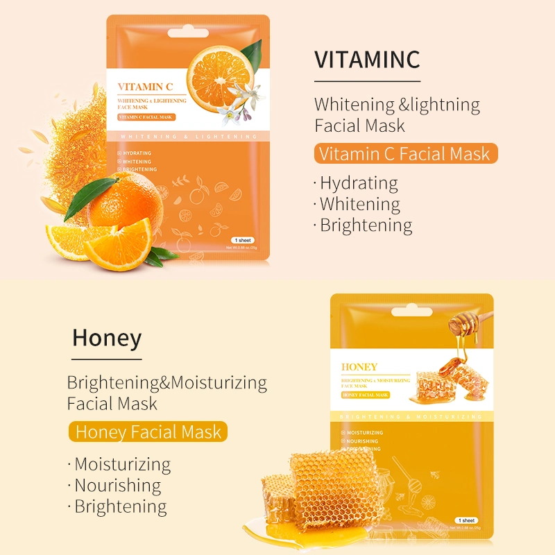 Wholesale/Supplier Korea 6 Types Moisturizing Lightening Facial Mask Honey Aloe Coffee Face Mask Sheet Soothing Whitening Skin Care Facemask