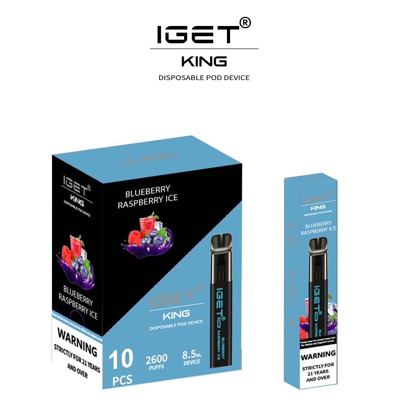 Original Iget King Disposable/Chargeable Vape Pod Device Kit 8.5ml 2600 Puffs 1400mAh Vs Iget XXL Shion