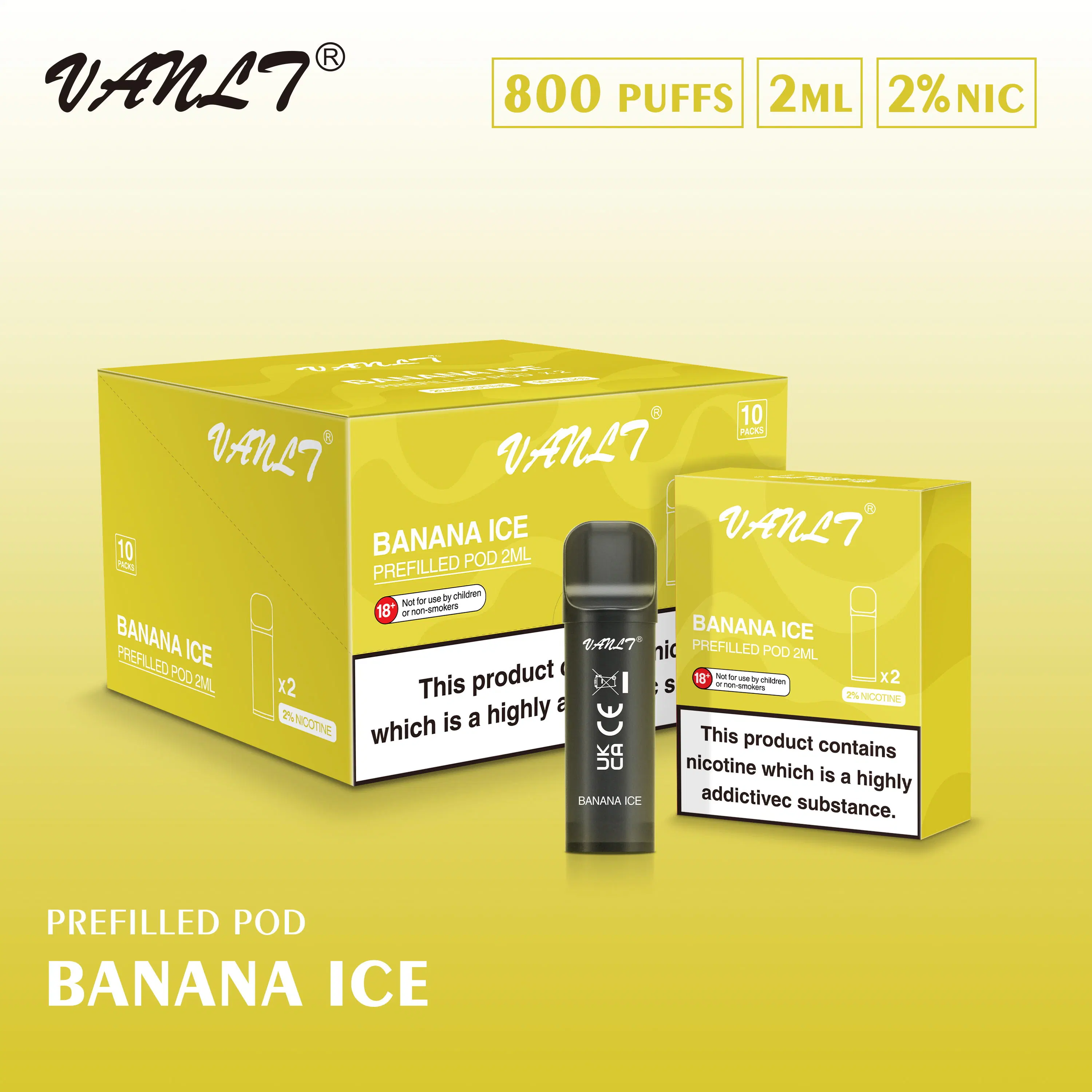 Comercio al por mayor de Vape desechables Elf Vape recargable Pen 800 inhalaciones desechables hielo Banana Vape Kits de POD