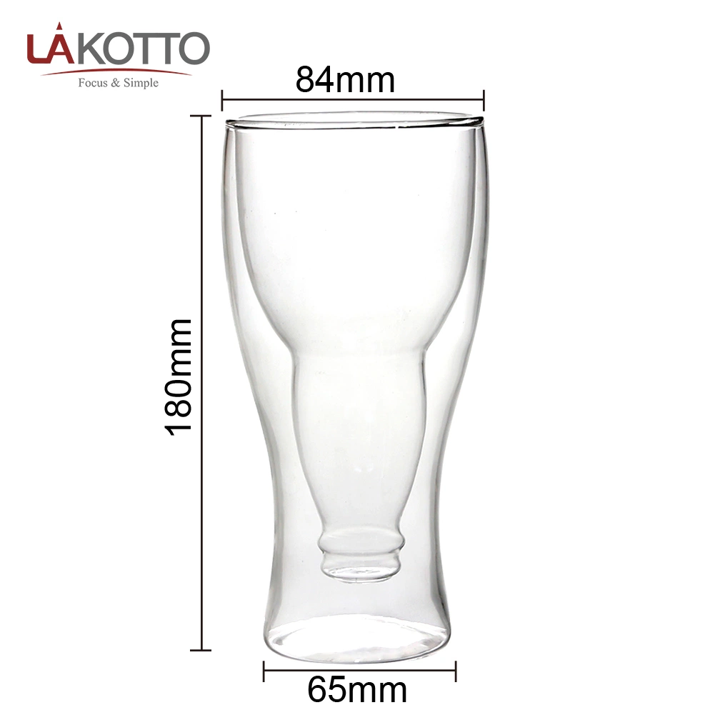 Classic Double-Layer Customizable Logo Glass Beer Mug World Cup Glass