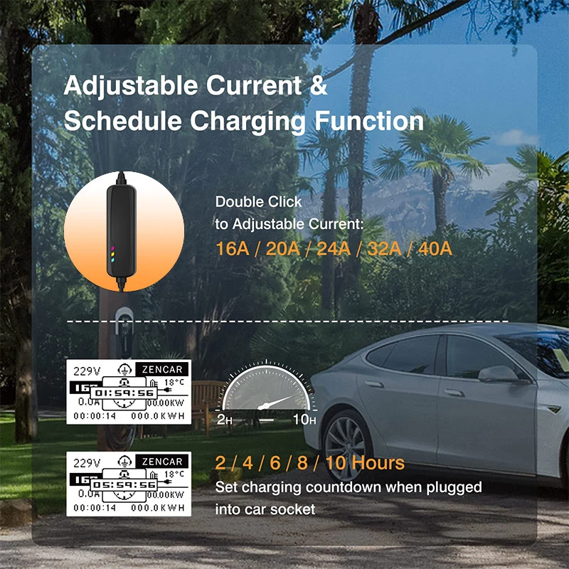 Max 48A Fast Charging EV Charger Electric Car Vehicle 48A 11kw Tesla Portable EV Charger for Tesla Model X/Y/3/S