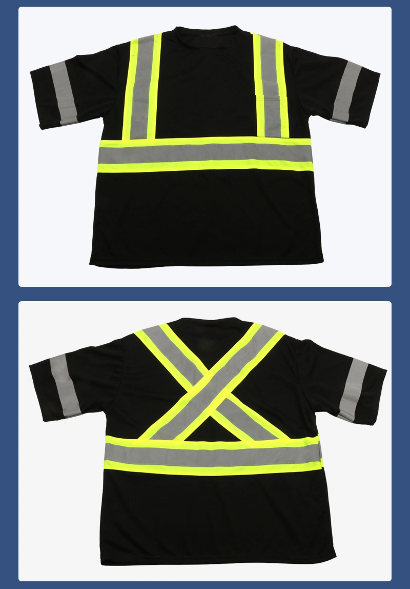 precio de fábrica tráfico del aeropuerto Seguridad en carreteras Camisetas de seguridad con corto Mangas Guardia ropa de trabajo Camiseta de seguridad reflectante para hombre