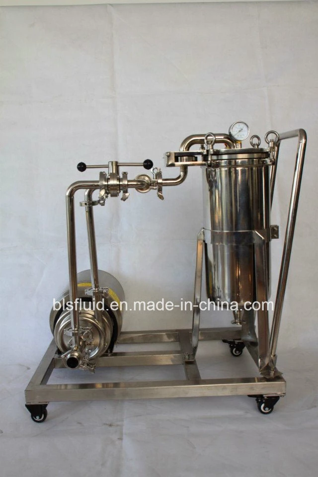 Stainless Steel Sanitary Bag Filter Cart with Sanitary Pump Assembly