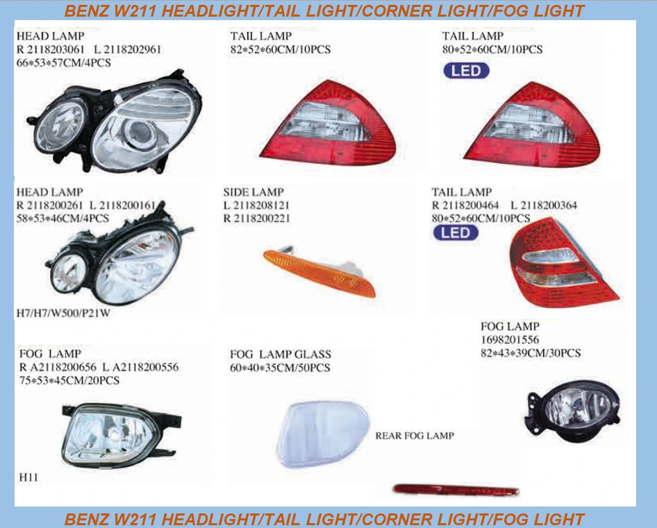 Benz 205 Angel Eye/LED Headlight /Tail Light/Corner Light/Fog Light	2059067303 L 2059067403 R2059060357L2059060457/R0999067101/0999067201/L 2059064503/R20590646