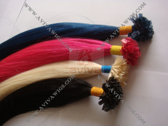 Wholesale Nail Hair Extensions Keratin Tip Human Hair (AV-HE035)