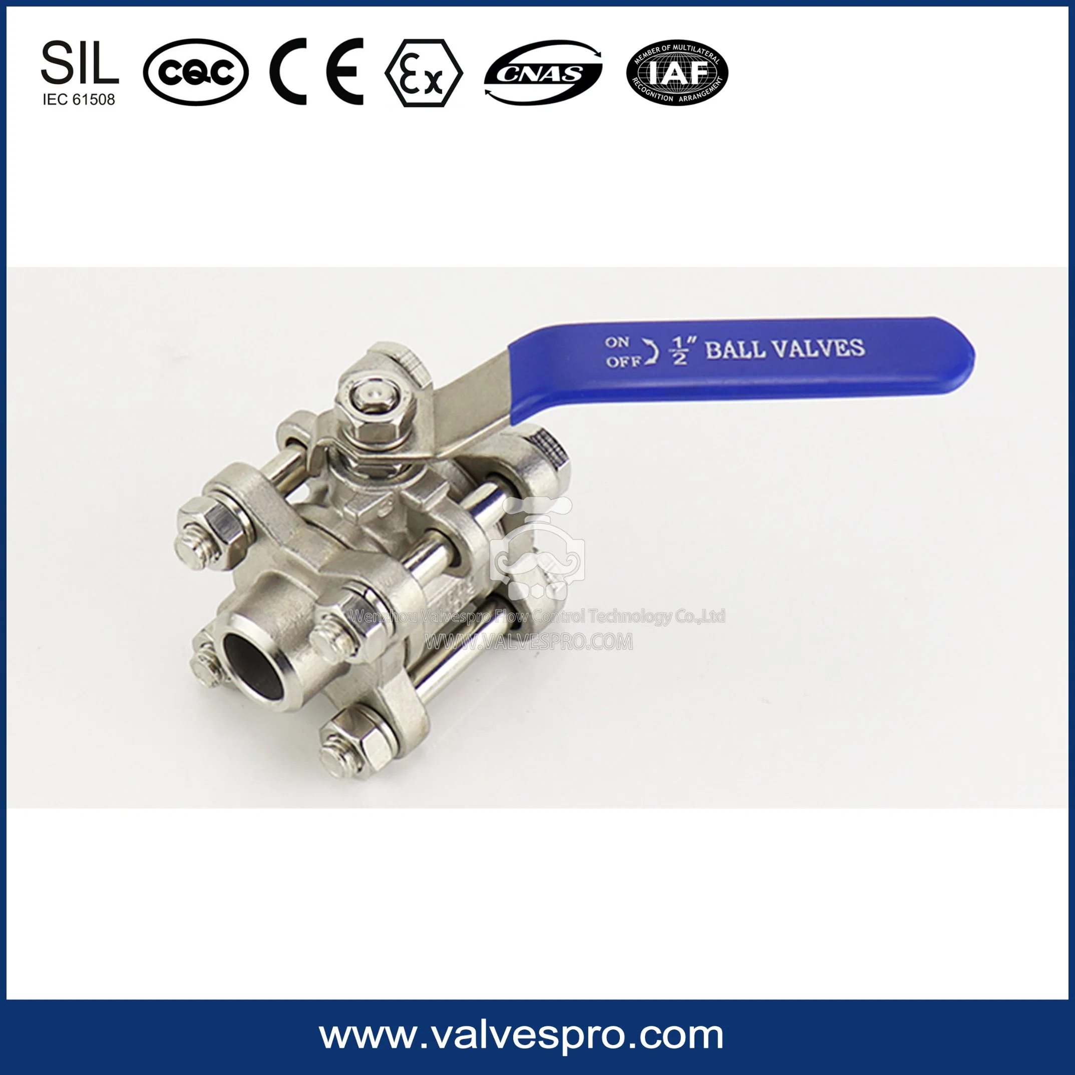 Stainless Steel Full Bore Butt Weld 1000wog 3PC Ball Valve with Long Butt Weld Pipe