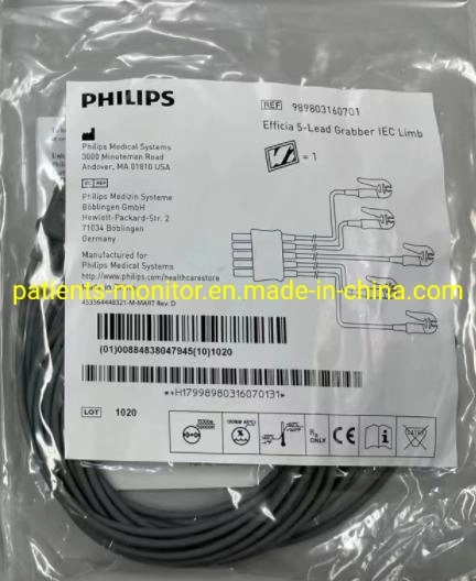 Philips Efficia ECG/EKG 5-Lead Set Grabber Cable Limb Ref 989803160701