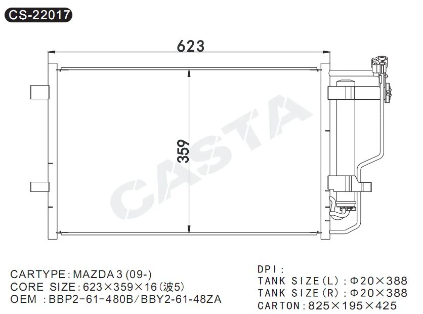 Condensador para Mazda 3 (09-)