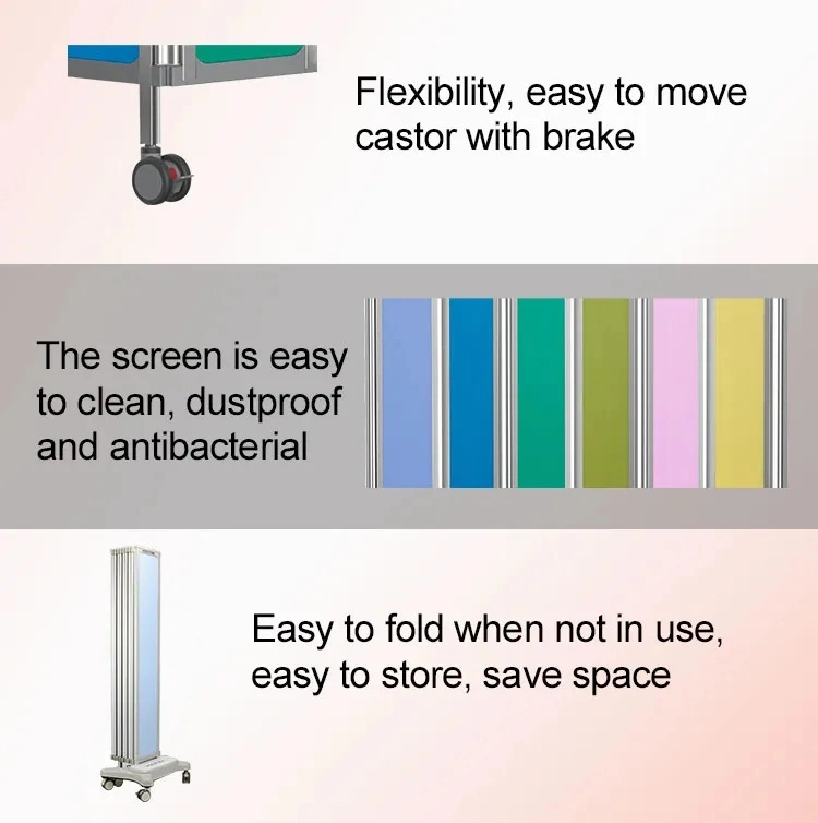 Hospital Mobile Medical Privacy Screens Floding Ward Screen Furniture with Easy to Clean Dustproof