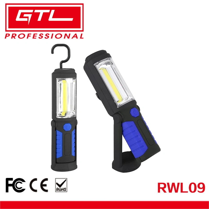 3W COB+1 LED Inspection Lamp Hand Torch Rechargeable Work Light with USB Charging Port Pivoting for Camping Hunting Hiking Car Repair etc (RWL09)
